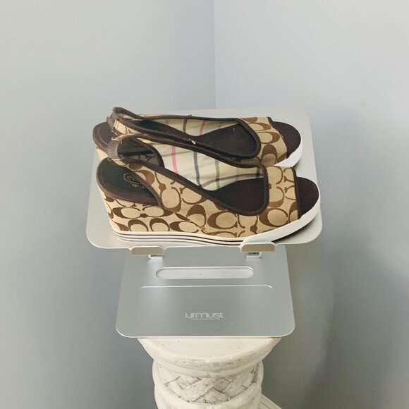 NEW COACH Opentoe Slingback Signature Khaki Sandals 10M - Picture 3 of 4